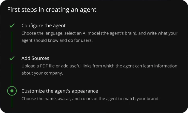 First steps in creating an agent